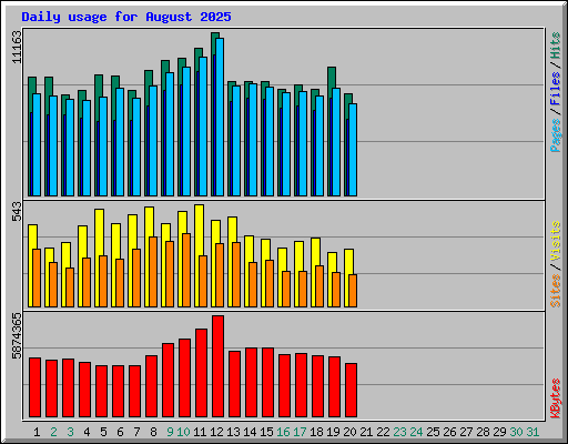 Daily usage for August 2025